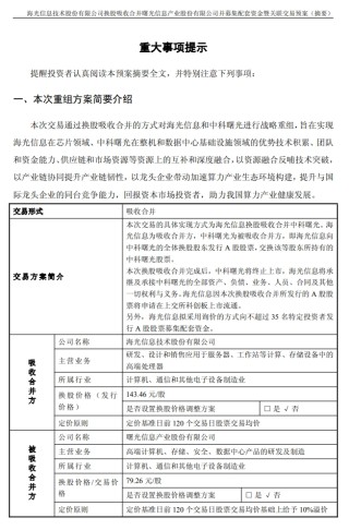千亿重组预案出炉，海光信息、中科曙光，明日复牌