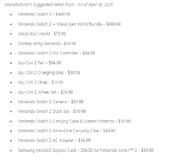 任天堂维持Switch 2定价 美国4月24日开启零售预购 第2张 任天堂维持Switch 2定价 美国4月24日开启零售预购 第2张