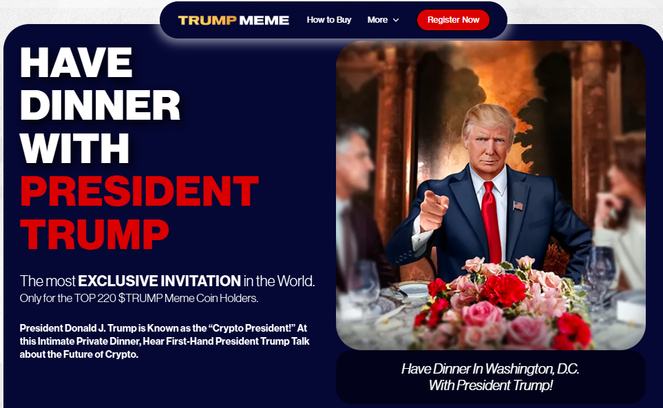 特朗普币开启“打榜”营销：前220名“冲榜大哥”能与特朗普共进晚餐  第1张